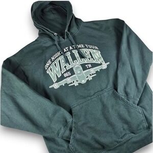 Morgan Wallen Hoodie Mens Large Green One Night At A Time Tour Cotton Blend Logo